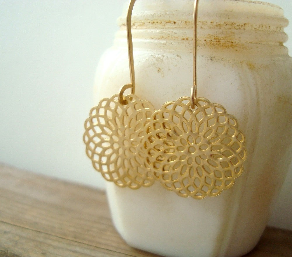 Gold Mandala Earrings