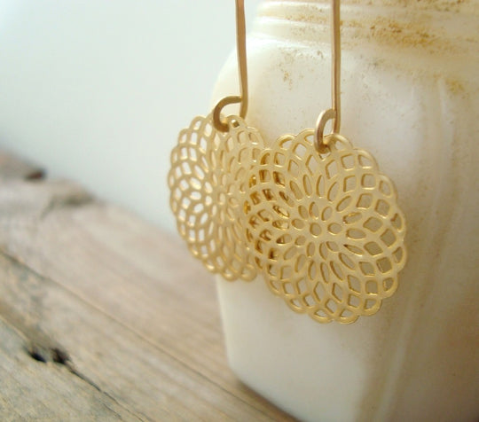 Gold Mandala Earrings