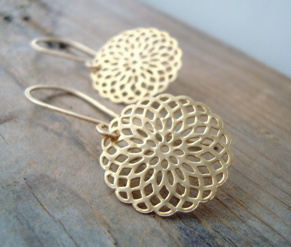 Gold Mandala Earrings