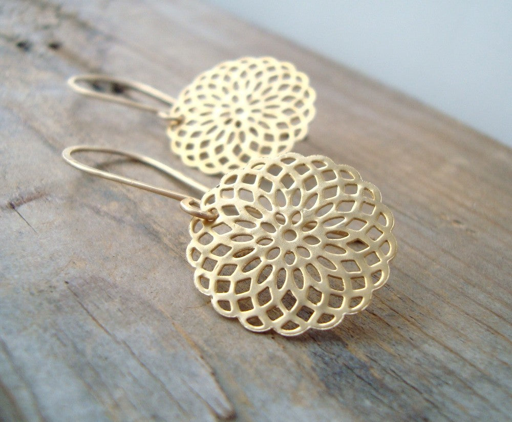 Gold Mandala Earrings