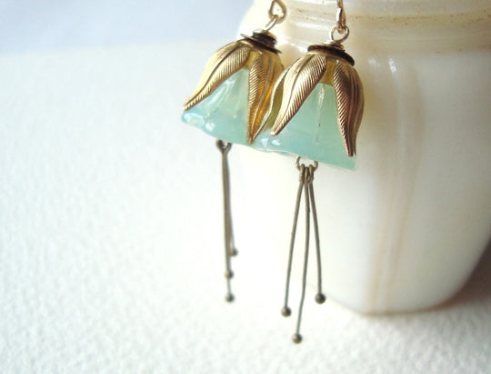 Mint Green Blossom Earrings