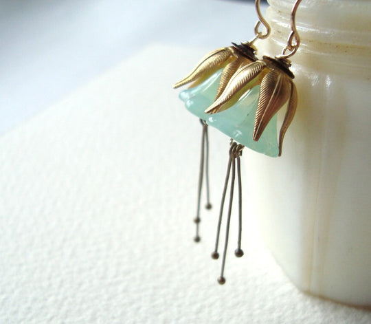 Mint Green Blossom Earrings