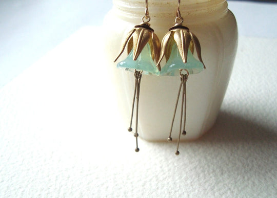 Mint Green Blossom Earrings