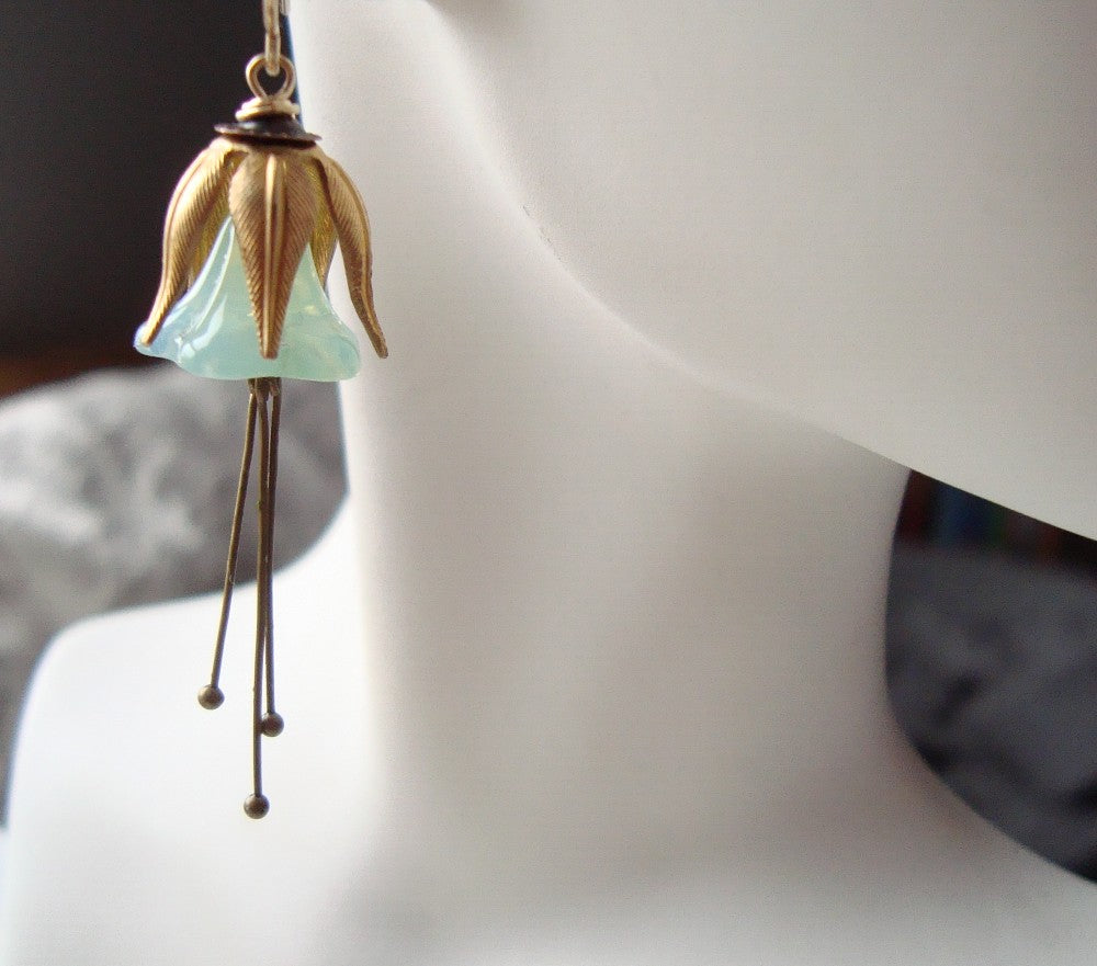 Mint Green Blossom Earrings