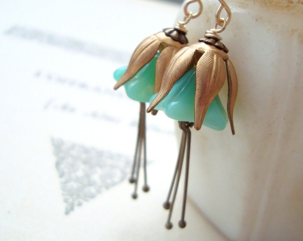 Mint Green Blossom Earrings