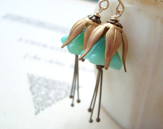 Mint Green Blossom Earrings