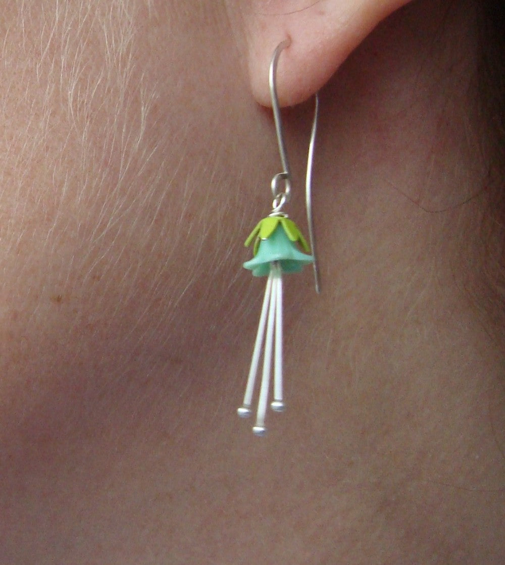 Long Mint Green Flower Earrings