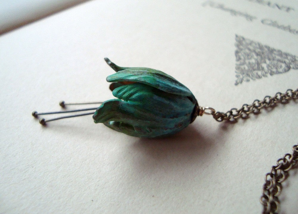 Large Green Tulip Flower Necklace