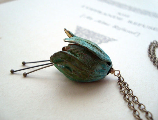 Large Green Tulip Flower Necklace