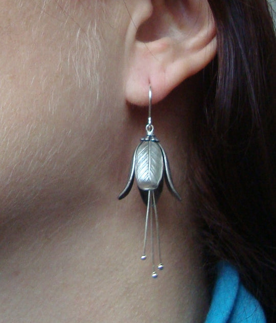 Green Gentian Flower Earrings