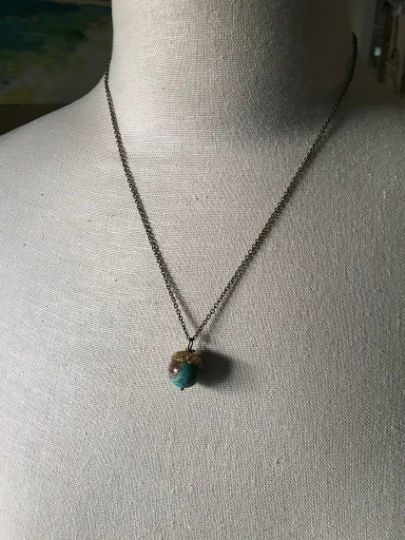 Acorn Necklace with Turquoise