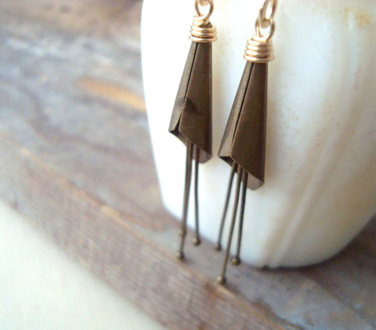 Small Brass Calla Lily Earrings