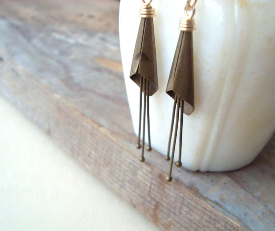 Small Brass Calla Lily Earrings