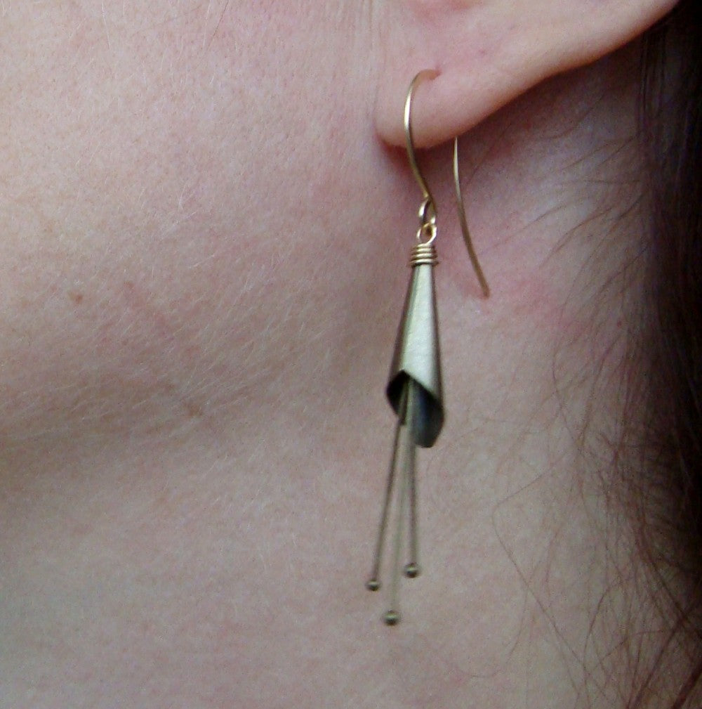 Small Brass Calla Lily Earrings