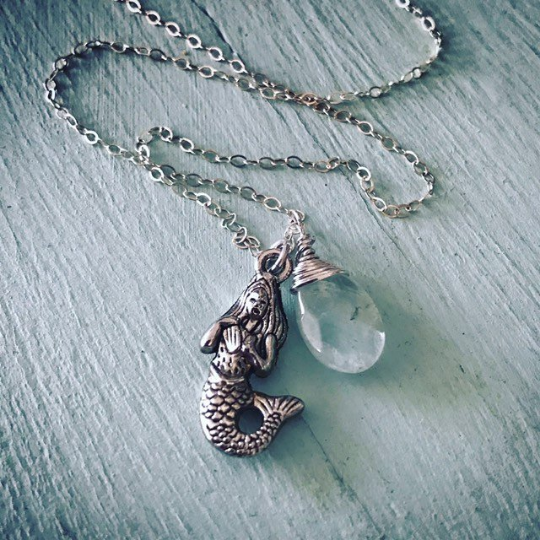 Aquamarine mermaid necklace discount