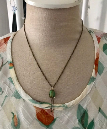 Small Green Tulip Flower Necklace