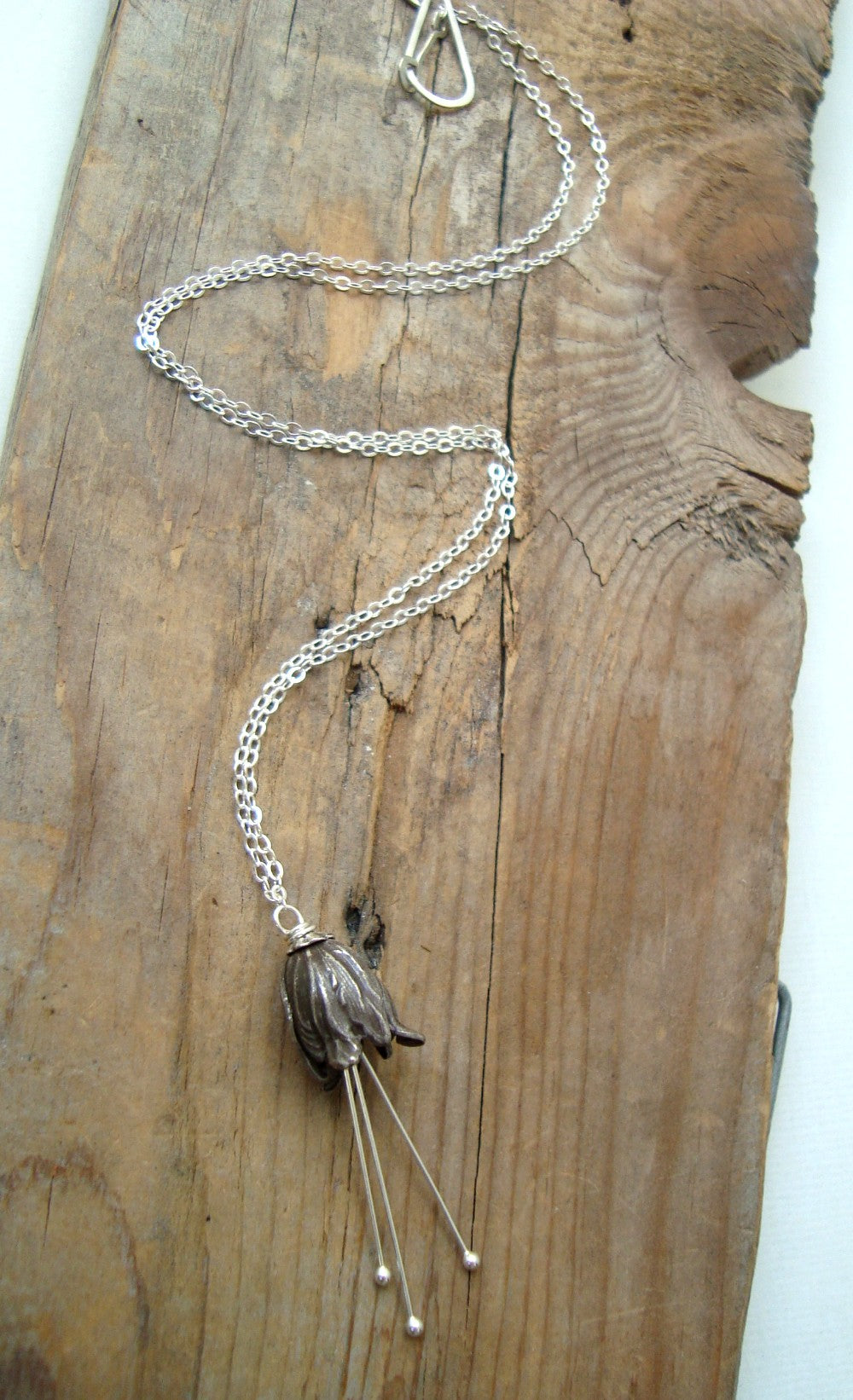 Small Silver Tulip Flower Necklace