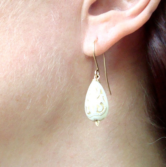 Cream and Gold Baroque Bridal Earrings